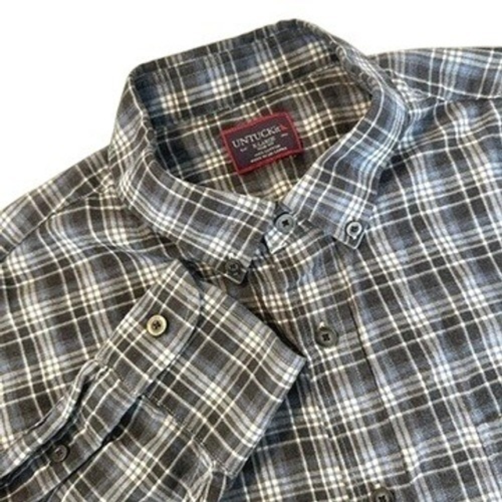 UNTUCKit Plaid Flannel Button-Down‎ Men's XL SLIM FIT 100% Cotton Long Sleeves